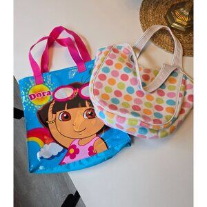 Dora The Explorer Kids Summer Fun Tote & Gymboree Polka Dot Girls Bag